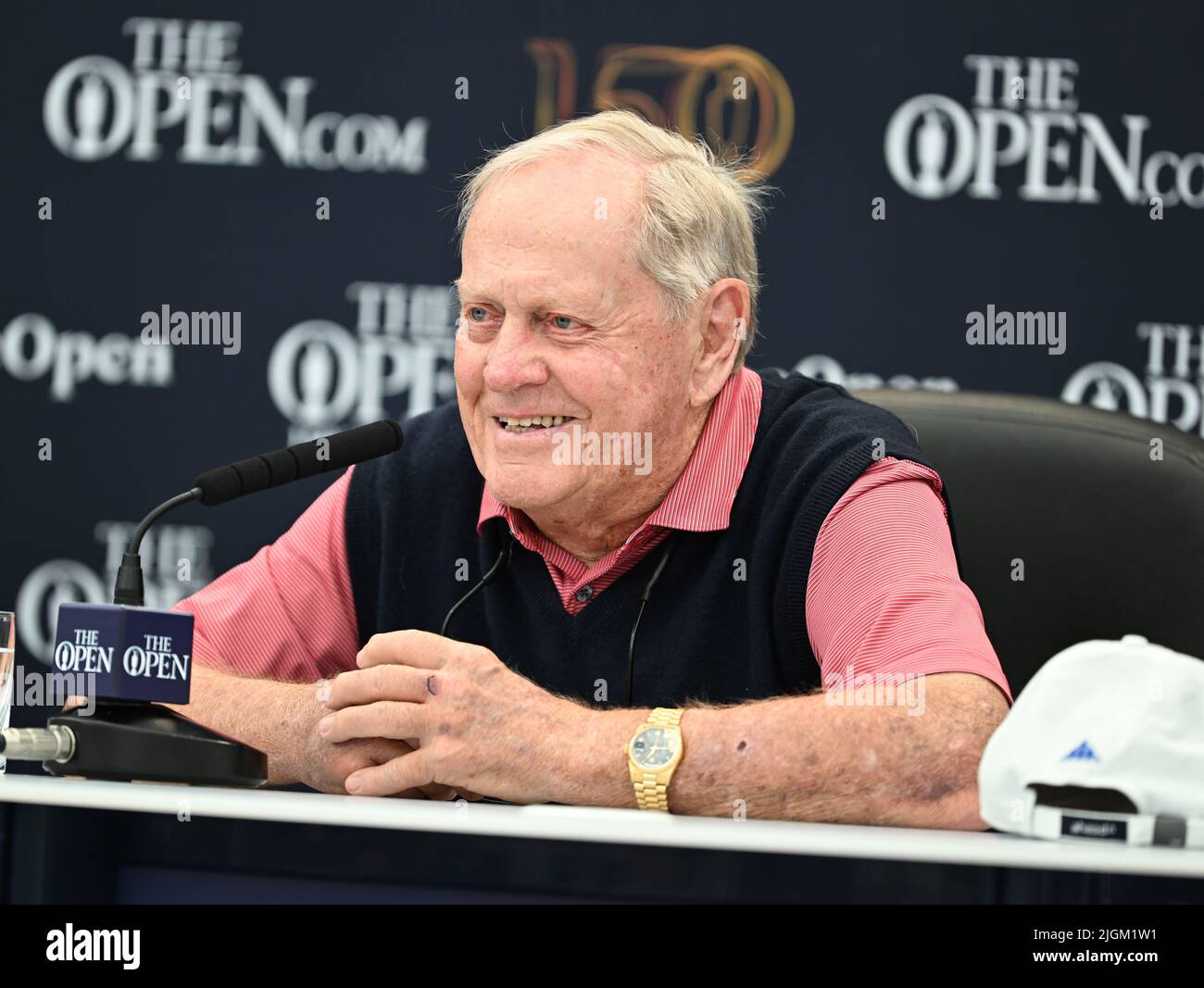 150th Open GolfChampionships, St Andrews, 11 juillet 2022 l'ancien champion d'Open Jack Nicklaus a parlé lors de sa conférence de presse au centre des médias de l'Old course, St Andrews, Écosse. Crédit : Ian Rutherford/Alay Live News. Banque D'Images