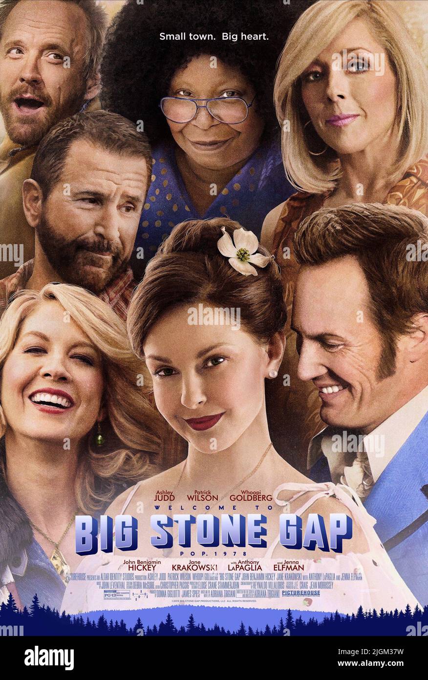 JOHN BENJAMIN HICKEY, ANTHONY LAPAGLIA, Jenna Elfman, Whoopi Goldberg, ASHLEY JUDD, Jane Krakowski, PATRICK WILSON POSTER, BIG STONE GAP, 2014 Banque D'Images