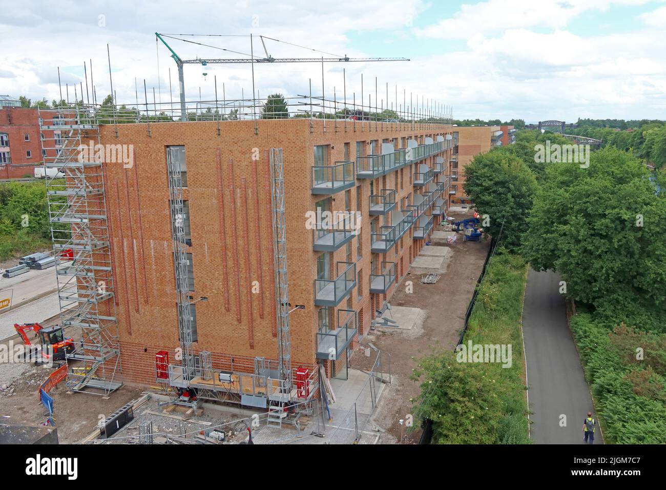 Construction de nouveaux appartements, un bloc à Latchford, Warrington, Cheshire, Angleterre, Royaume-Uni, WA4 Banque D'Images