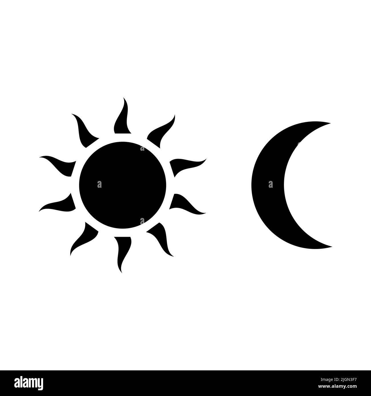 Vecteur d'icône de lune et de soleil isolé sur fond blanc. Jour et nuit Illustration de Vecteur