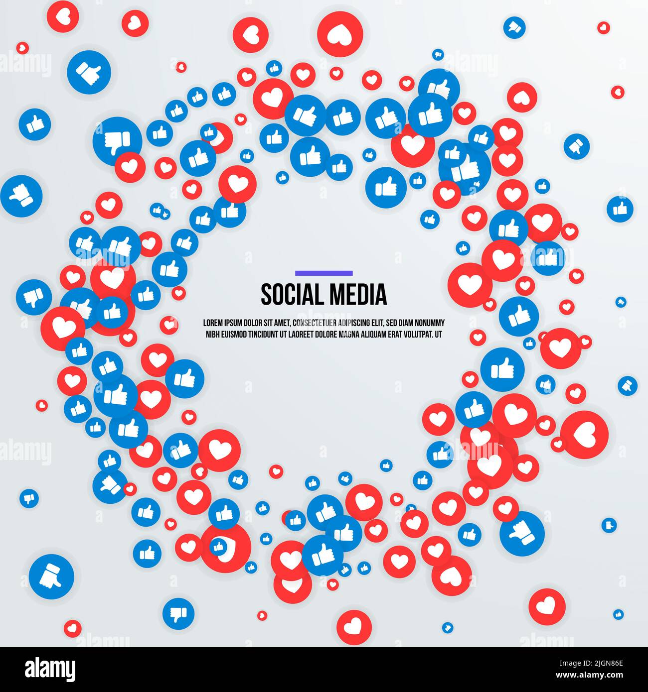 Pouce vers le haut et icône en forme de cœur sur fond blanc. Les médias sociaux aiment et aiment l'arrière-plan. Illustration vectorielle émoticône Illustration de Vecteur