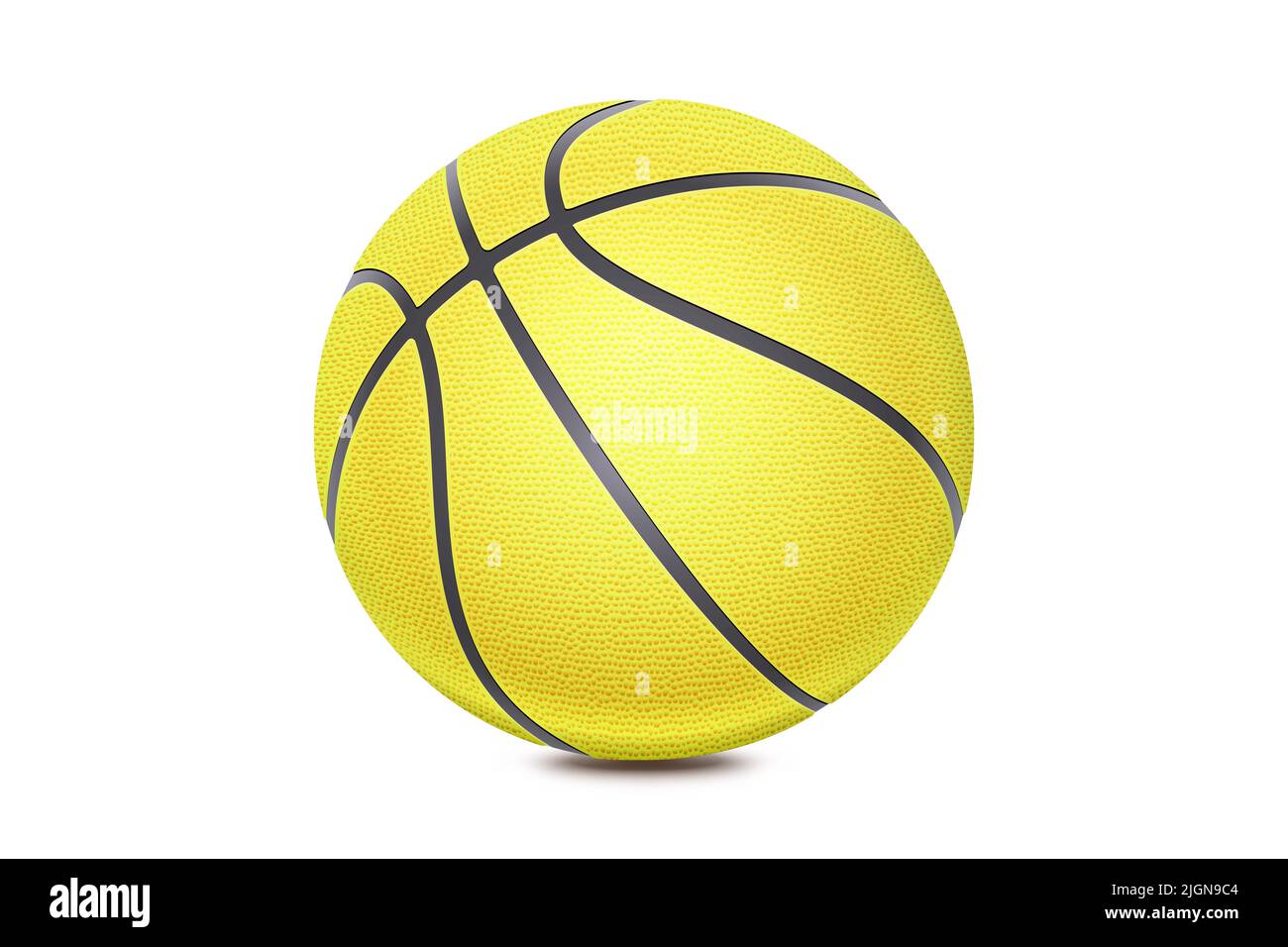 Basket-ball isolé sur fond blanc. Ballon jaune, concept d'objet de sport. Nouveau ballon de basket-ball de couleur dorée avec lignes noires. 3D modèle de rendu Banque D'Images