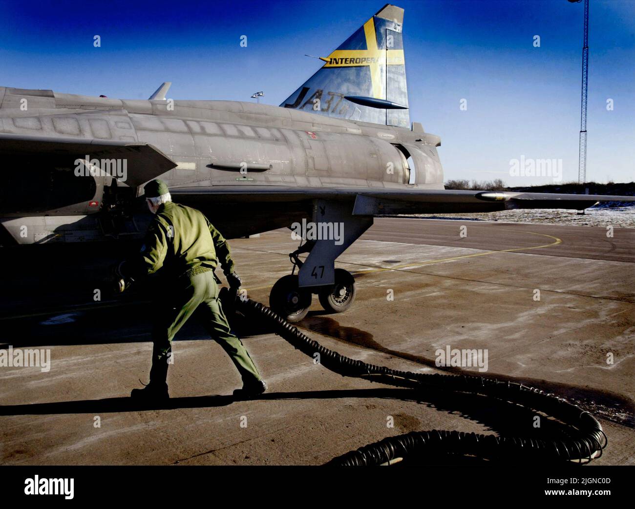 Le dernier essai de Viggen (Saab 37 Viggen) a eu lieu mardi à Malmslätt, en Suède. Banque D'Images