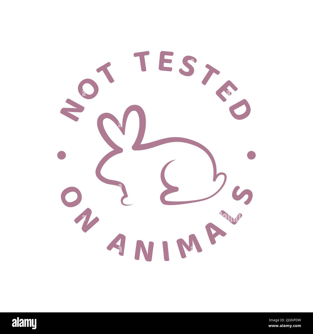Non testé sur l'étiquette des animaux. Badge circulaire avec vecteur lapin. Illustration de Vecteur