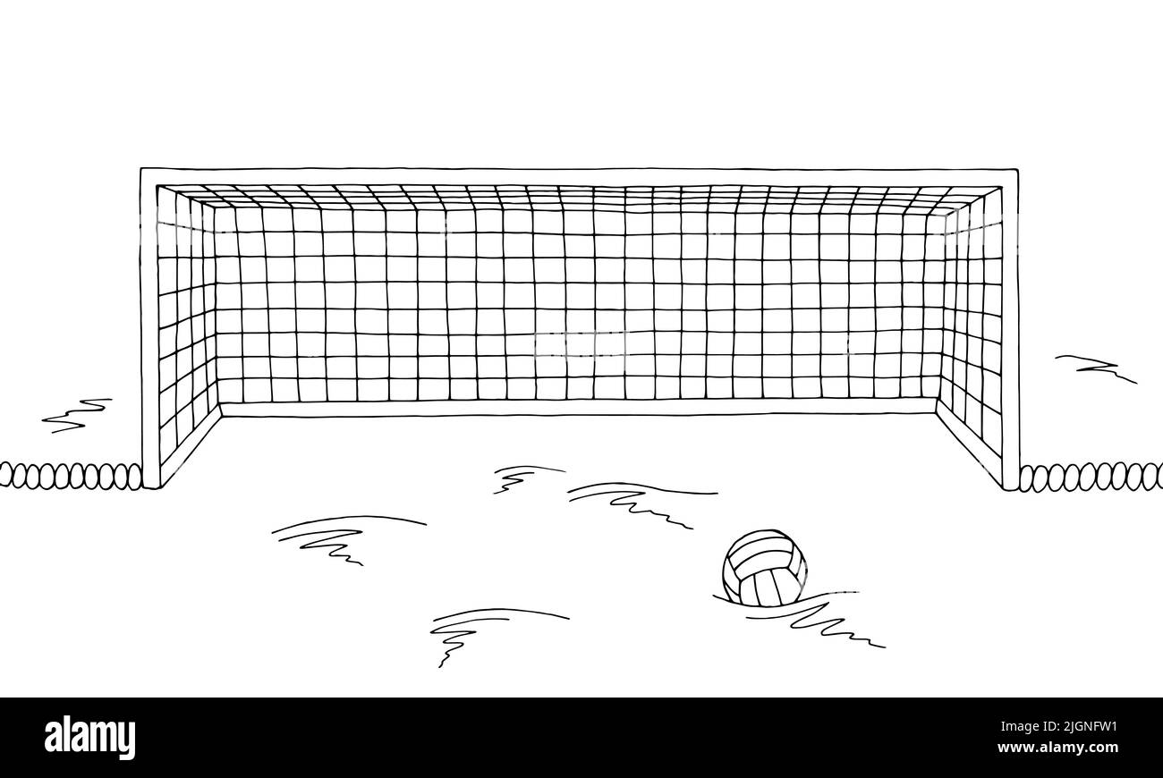 Water polo Gate piscine graphique noir blanc esquisse illustration vecteur Illustration de Vecteur