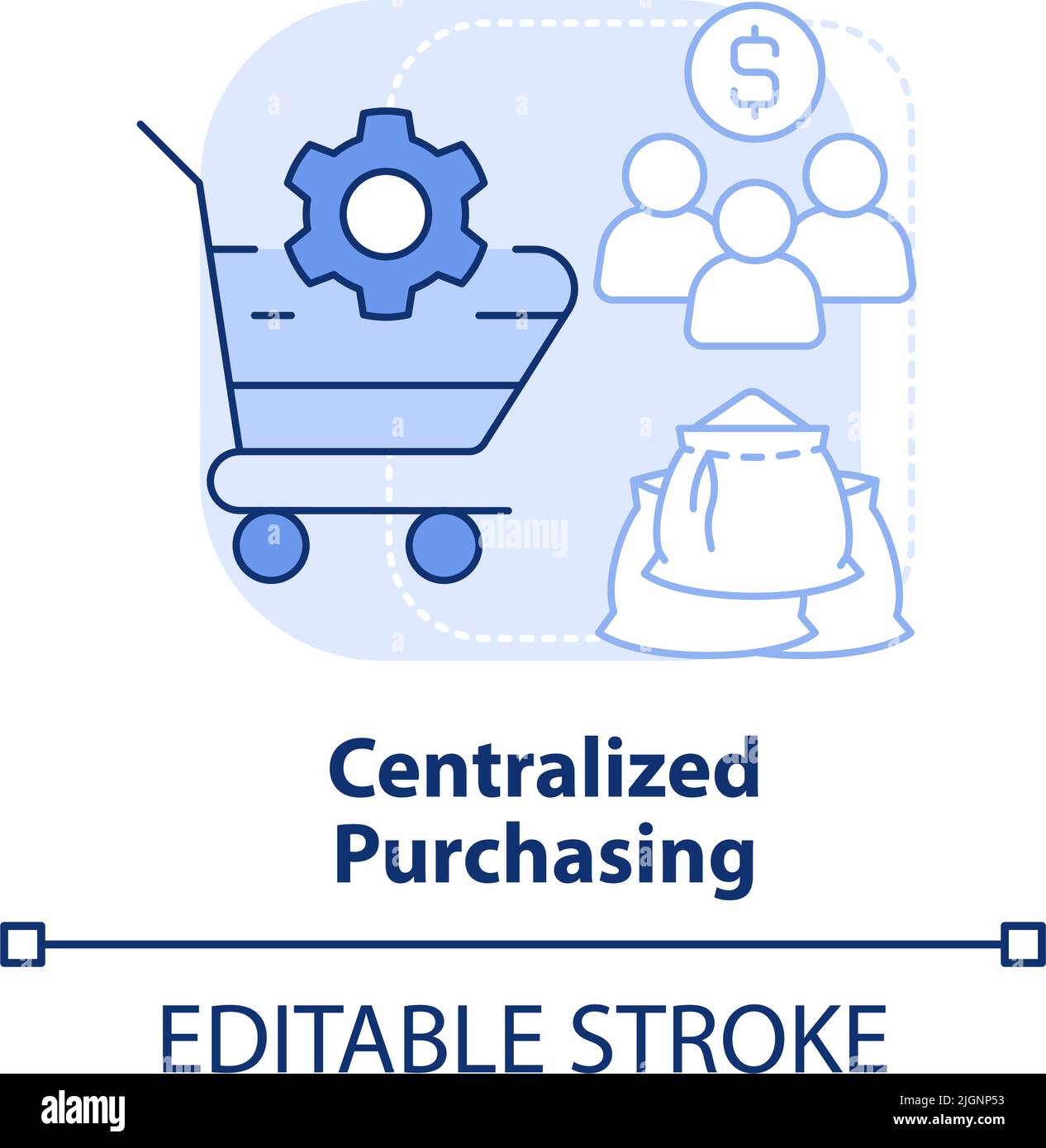 Concept d'achat centralisé bleu clair Illustration de Vecteur