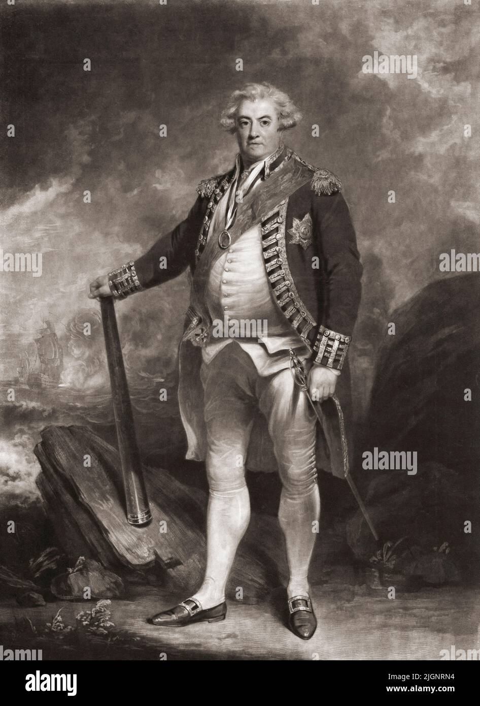 Adam Duncan, 1st Vicomte Duncan de Camperdown, 1731 - 1804. Amiral britannique, commandant en chef en mer du Nord, 1795 - 1801. Après une gravure de J. Andrews après J. Hoppner. Banque D'Images