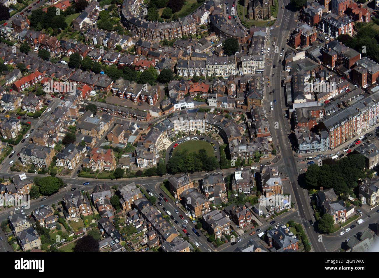 Photo aérienne Scarborough montrant l'intersection de la falaise sud de