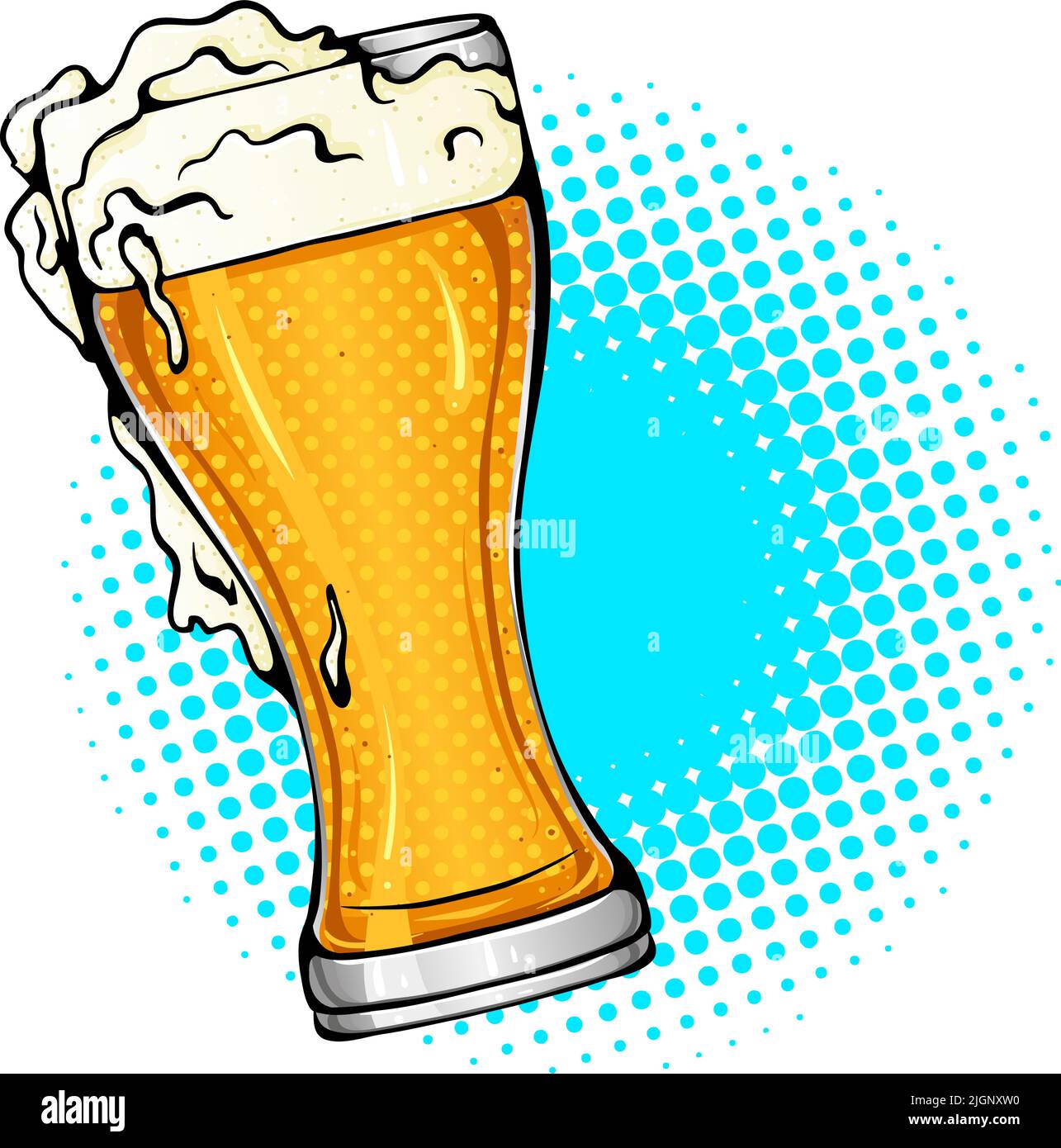 Verre de bière style pop art Illustration de Vecteur