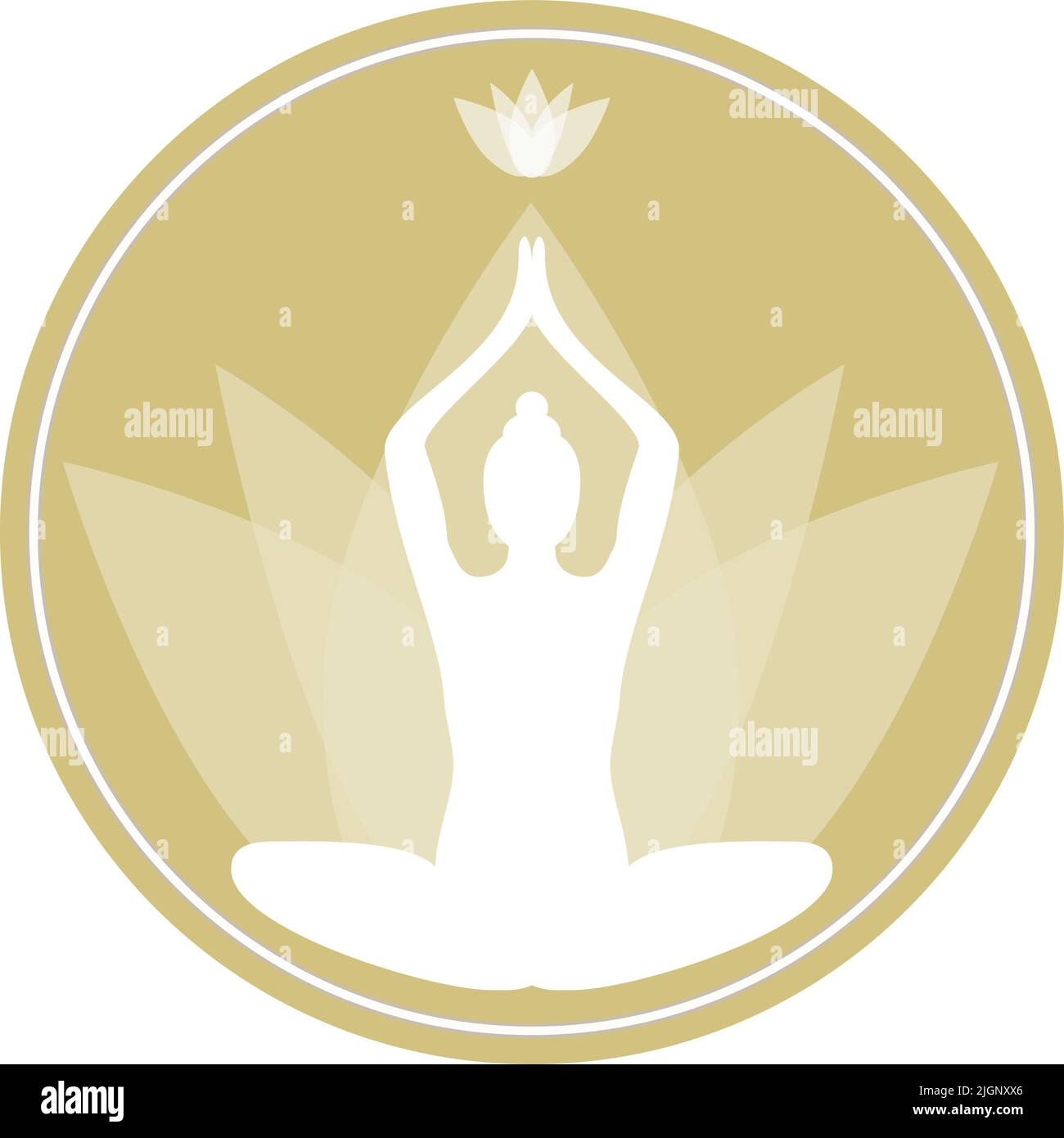 signe rond de yoga et de méditation avec silhouette féminine sur illustration blanche vectorielle Illustration de Vecteur