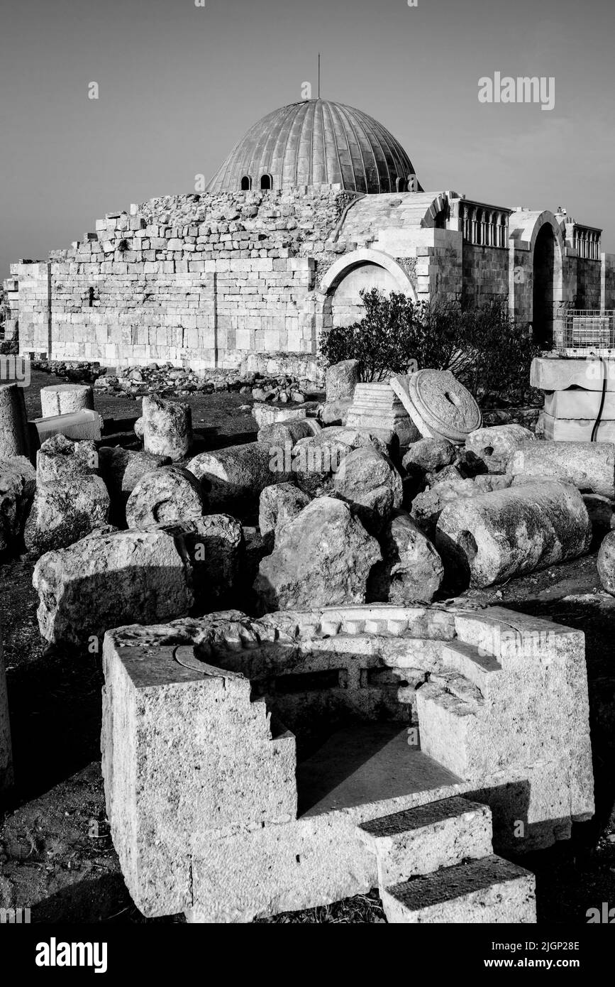 Le Palais Umayyad au complexe de la Citadelle, Amman, Jordanie. Banque D'Images
