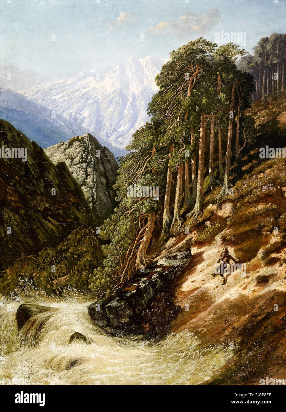 Gustave doré, Paysage alpin avec Beck, peinture à l'huile sur toile, après 1870 Banque D'Images