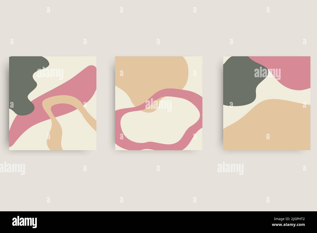 Compositions de taches colorées. Arrière-plans abstraits modernes avec éléments organiques et formes dynamiques. Jeu de poster minimal.Illustration vectorielle pour les desi Illustration de Vecteur