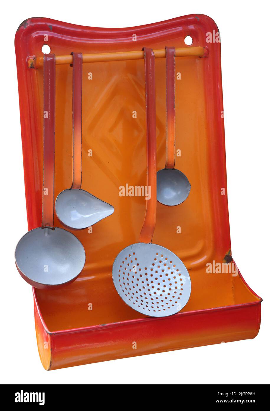 Vieux métal vintage cuisine ustensiles de cuisine isolé fond blanc Banque D'Images