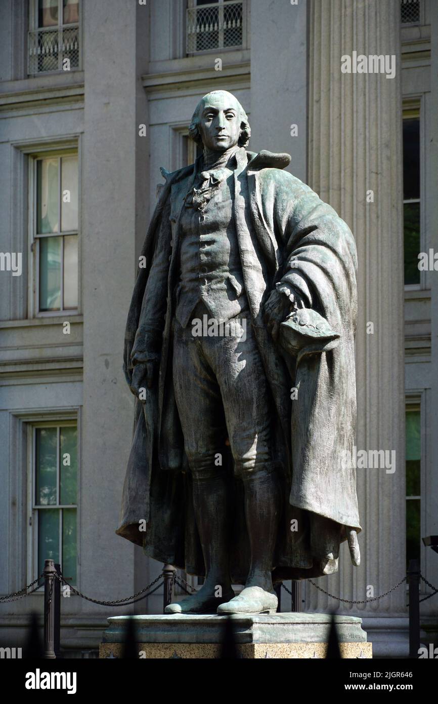 Statue d'Albert Gallatin, Département du Trésor des États-Unis et Bureau de l'inspecteur général, Washington, District de Columbia, États-Unis, Amérique du Nord Banque D'Images