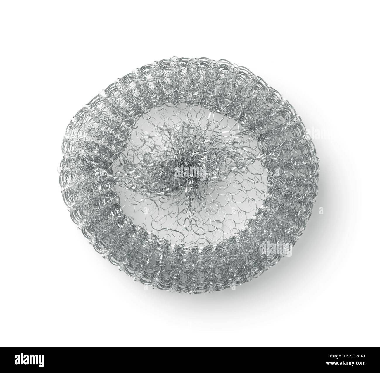 Vue du dessus de la cuisine en treillis métallique en acier inoxydable, isolée sur blanc Banque D'Images