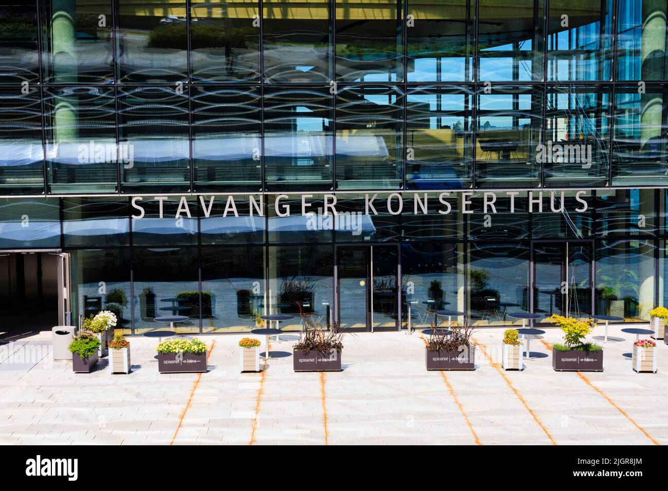 Façade en verre du Stavanger Konserthus, salle de concert, Stavanger, Norvège Banque D'Images