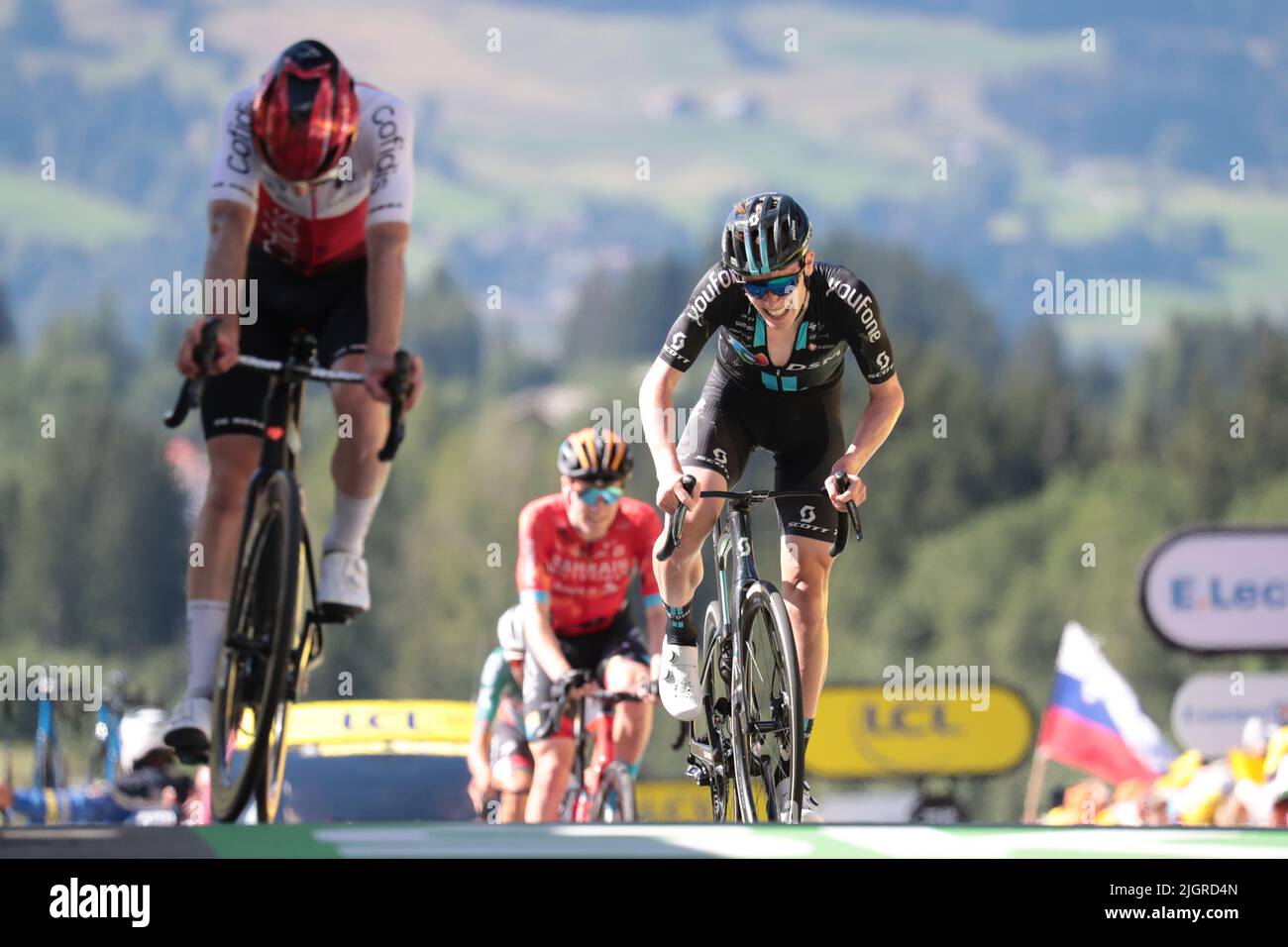 Megève, France ; 12th juillet 2022 ; Tour de France - course cycliste UCI, étape 10 de Morzine à Megève, France ; Andreas Leknessund (NOR) Banque D'Images