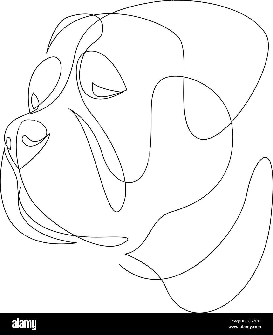 Ligne continue Bullmastiff. Illustration d'un vecteur Pitbull de style minimaliste à une seule ligne. Portrait. Illustration de Vecteur