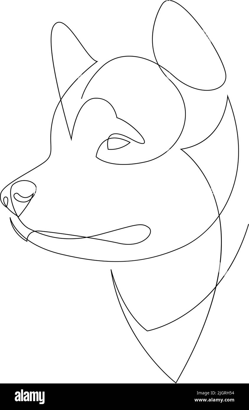 Portrait de chien Malamute d'Alaska. Ligne continue. Dessin de la ligne de chien. Illustration vectorielle. Illustration de Vecteur