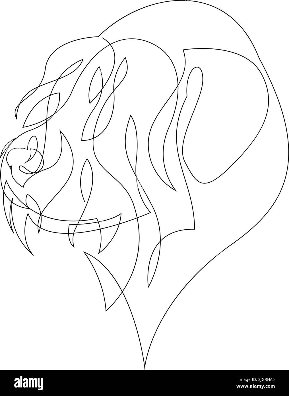 Ligne continue Terrier russe noir. Illustration du vecteur chien Riesenschnauzer de style minimaliste à une seule ligne. Portrait. Illustration de Vecteur