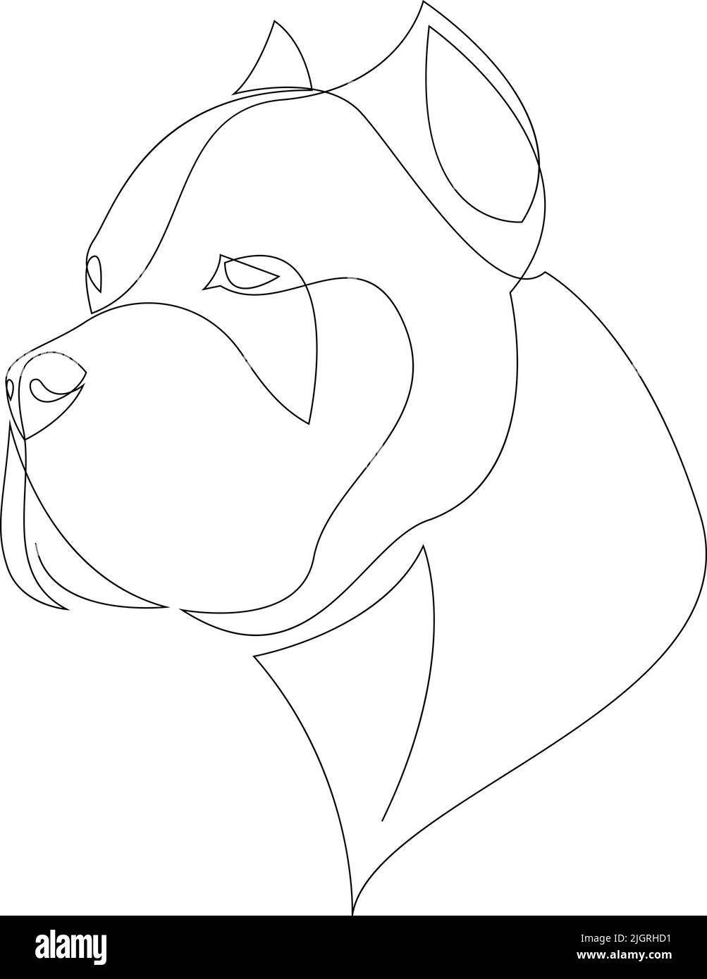 Ligne continue Cane Corso. Illustration d'un vecteur de chien de style minimaliste à une seule ligne. Portrait. Illustration de Vecteur