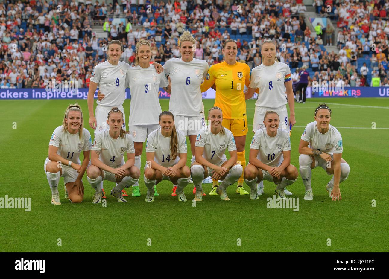 11 juillet 2022 - Angleterre contre Norvège - UEFA Women's Euro 2022 - Groupe A - Brighton & Hove Community Stadium l'équipe d'Angleterre avant le match contre la Norvège. Crédit photo : © Mark pain / Alamy Live News Banque D'Images