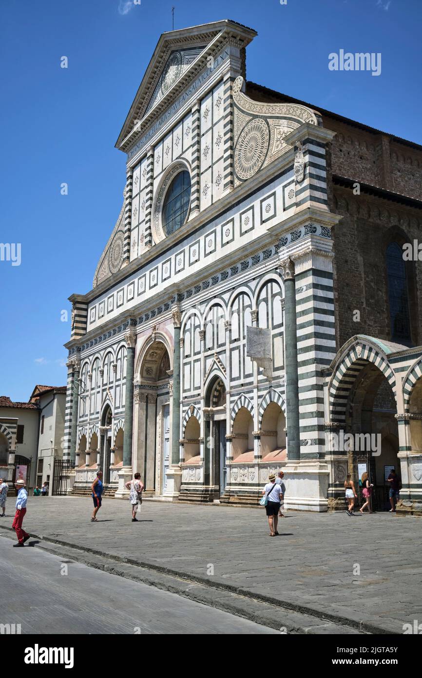 Façade extérieure Eglise Santa Maria Novella Florence Italie Banque D'Images