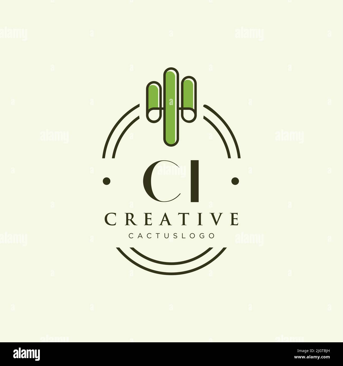 Ci lettre initiale vert cactus logo modèle vecteur Illustration de Vecteur
