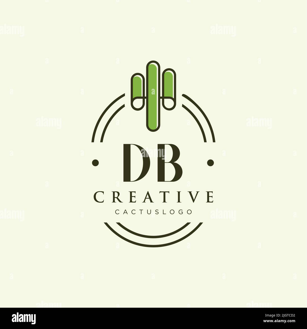 DB lettre initiale vert cactus logo modèle vecteur Illustration de Vecteur