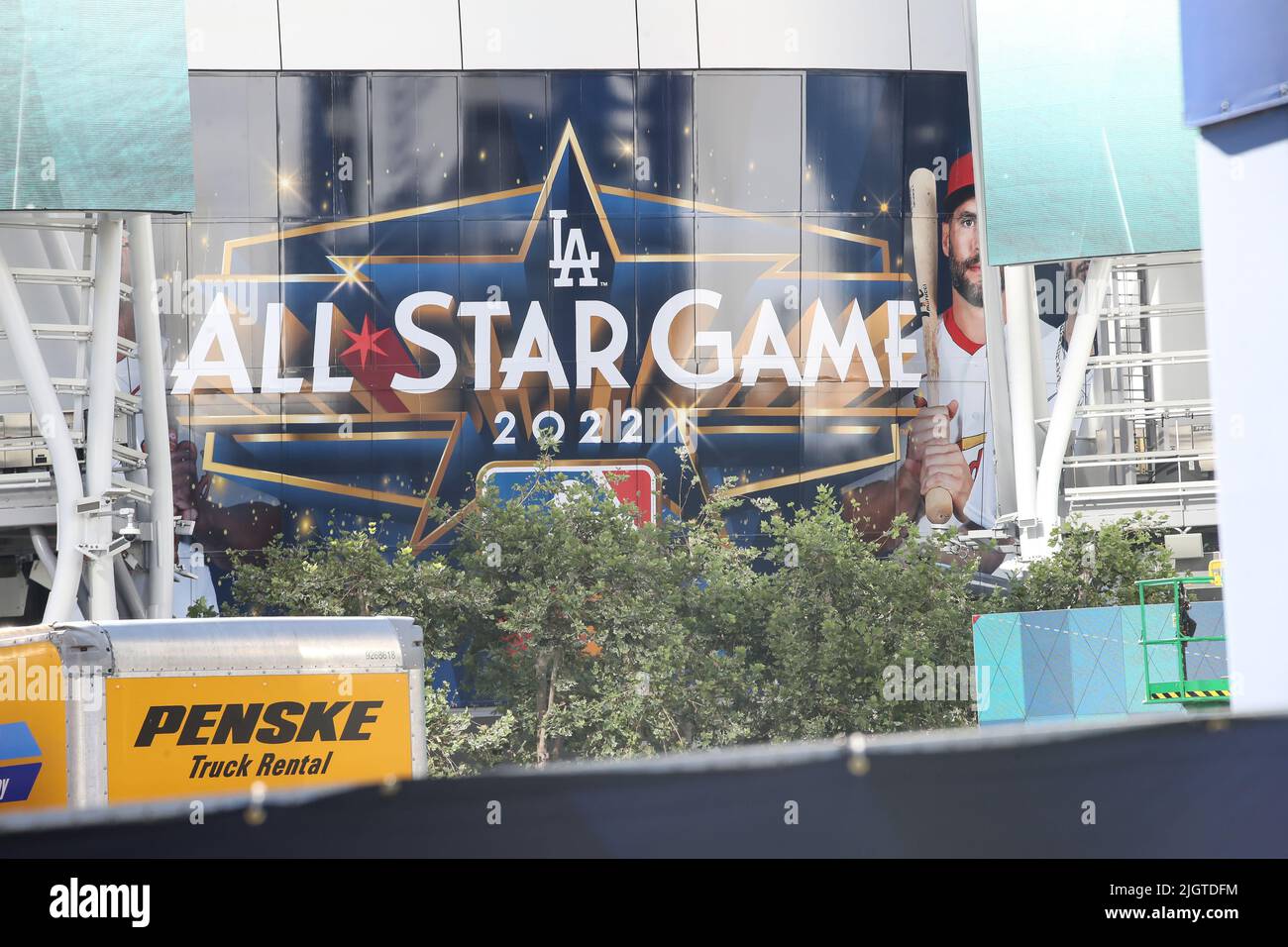 Vue globale autour du centre-ville de Los Angeles pour l'installation du parc de baseball Capital One Play, Tuesday 12 juillet 2022, à Los Angeles, en Californie (Jevone Moore/image o Banque D'Images