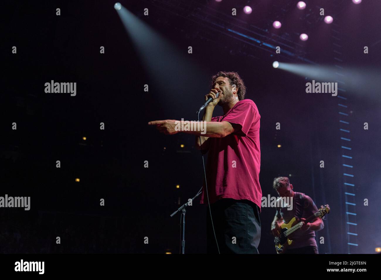 Chicago, États-Unis. 11th juillet 2022. Zack de la Rocha et Tim Commerford de rage Against the machine lors de la tournée d'annonce de service public sur 11 juillet 2022, au Centre Uni de Chicago, Illinois (photo de Daniel DeSlover/Sipa USA) Credit: SIPA USA/Alay Live News Banque D'Images Chicago, États-Unis. 11th juillet 2022. Zack de la Rocha et Tim Commerford de rage Against the machine lors de la tournée d'annonce de service public sur 11 juillet 2022, au Centre Uni de Chicago, Illinois (photo de Daniel DeSlover/Sipa USA) Credit: SIPA USA/Alay Live News Banque D'Images