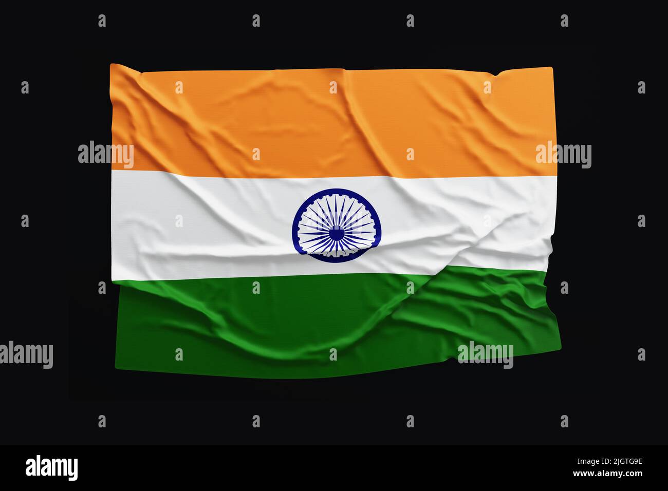 Drapeau indien sur fond ondulé. Drapeau de l'Inde. Jour de l'indépendance de l'Inde, bonne journée nationale. Banque D'Images