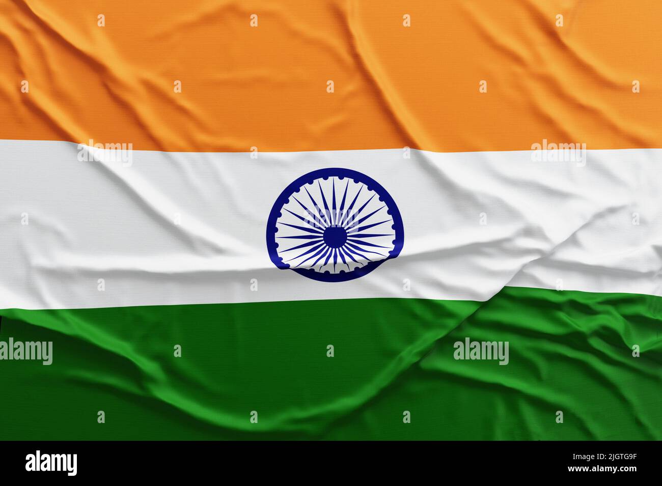 Drapeau indien sur fond ondulé. Drapeau de l'Inde. Jour de l'indépendance de l'Inde, bonne journée nationale. Banque D'Images
