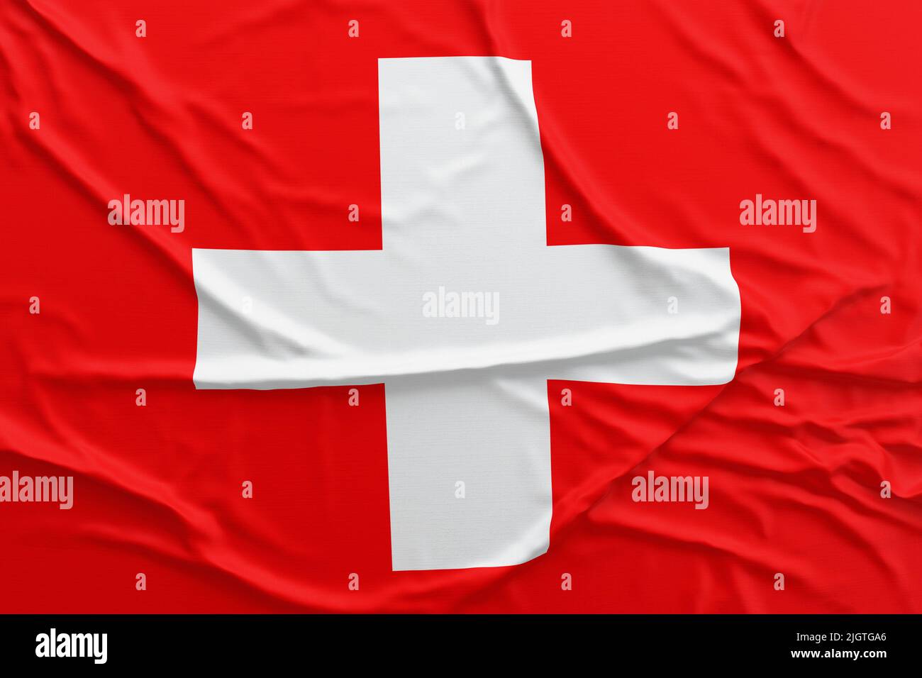 Arrière-plan ondulé drapeau suisse. Drapeau de la Suisse. Suisse bonne journée nationale. Création de la Confédération suisse le 1st août Banque D'Images