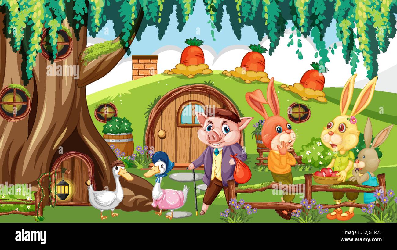 5 Figurines Les Copains De La Forêt – Famille Lapins – Berchet 2006 – Occasion