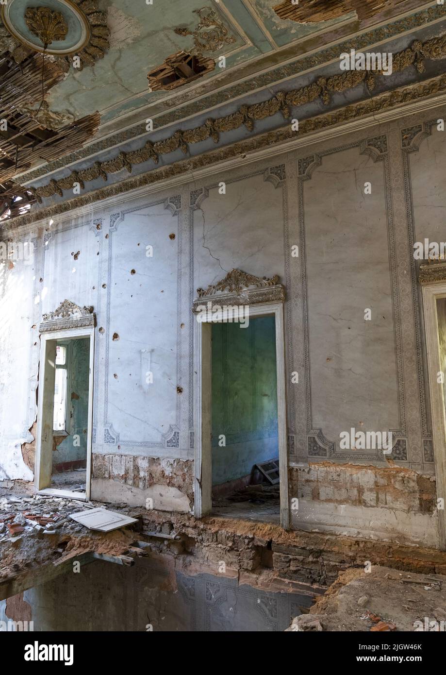 Ancienne maison libanaise en ruines, gouvernorat de Beyrouth, Beyrouth, Liban Banque D'Images