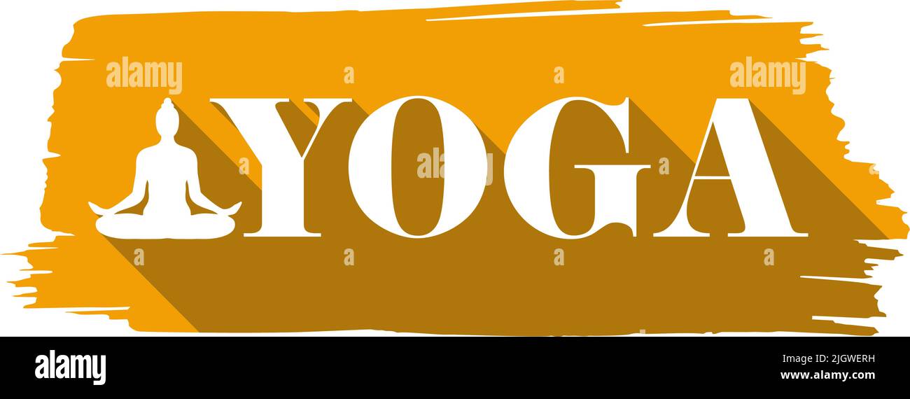 signe de yoga avec silhouette de la femme en position lotus, illustration vectorielle du symbole de méditation Illustration de Vecteur