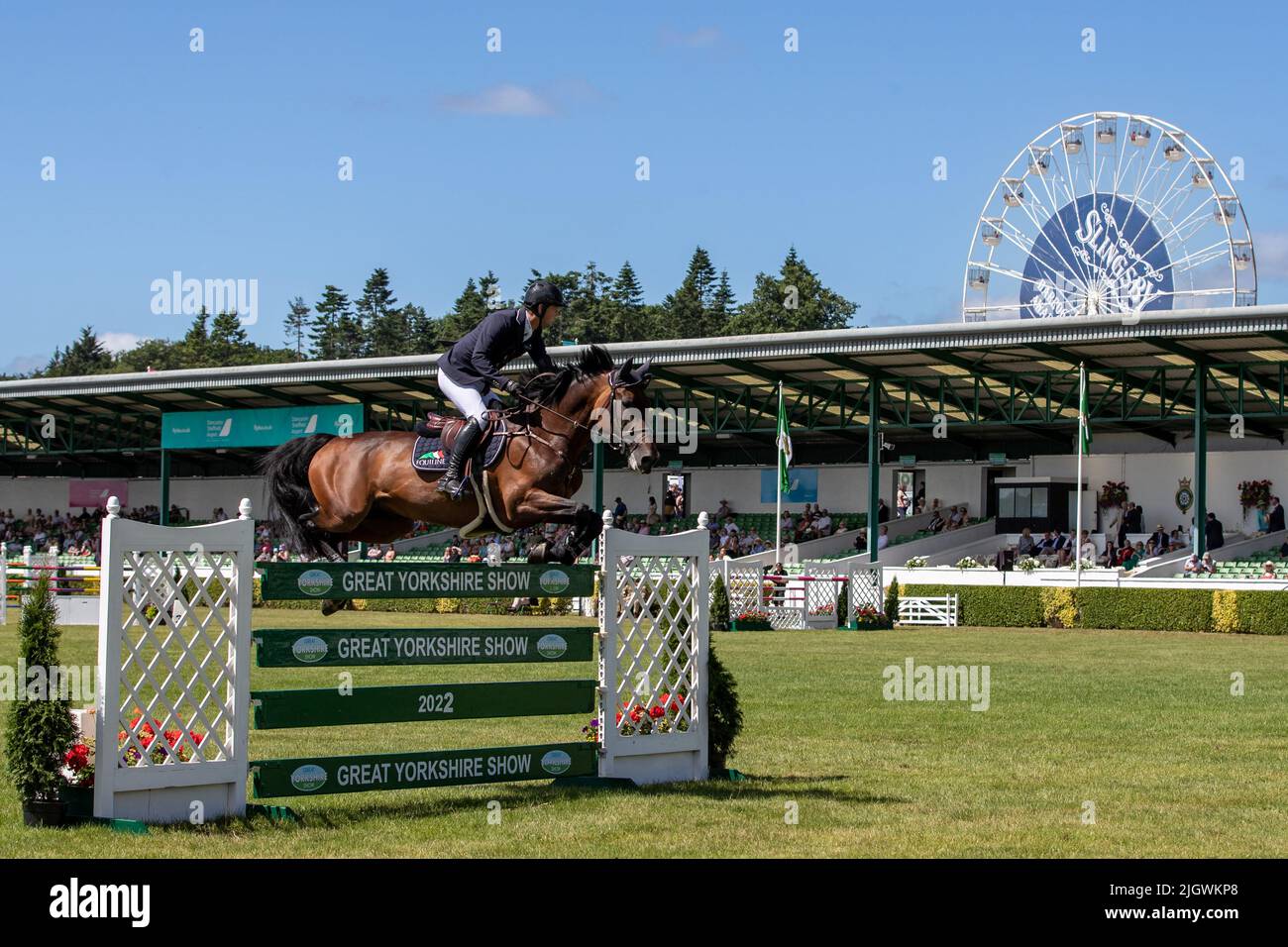 Spectacle de saut en cours le deuxième jour du Great Yorkshire Show à Harrogate, Harrogate, Royaume-Uni, le 7/13/2022. (Photo de James Heaton/News Images/Sipa USA) Banque D'Images
