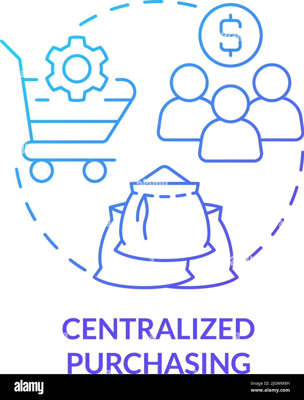 Icône de concept de gradient bleu pour l'achat centralisé Illustration de Vecteur