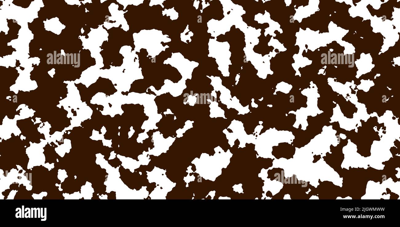 Cuir de vache brun avec taches blanches comme motif sans couture. Arrière-plan vectoriel tacheté. Imprimé animal. Texture de la peau du cheval Panda, dalmatian ou appaloosa. Illustration de Vecteur