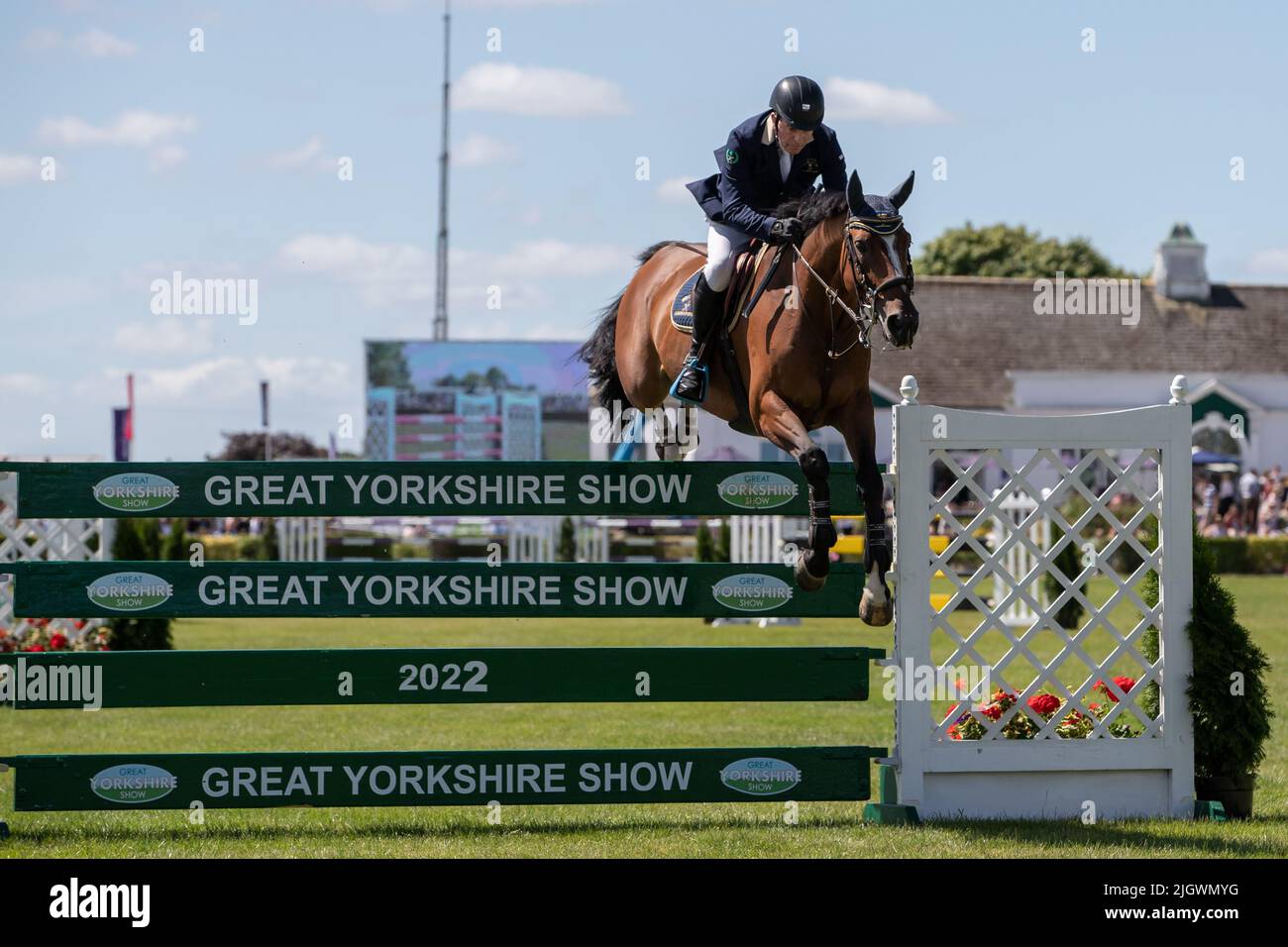 Spectacle équestre en cours le deuxième jour du Great Yorkshire Show à Harrogate, Harrogate, Royaume-Uni, le 7/12/2022. (Photo de James Heaton/News Images/Sipa USA) Banque D'Images