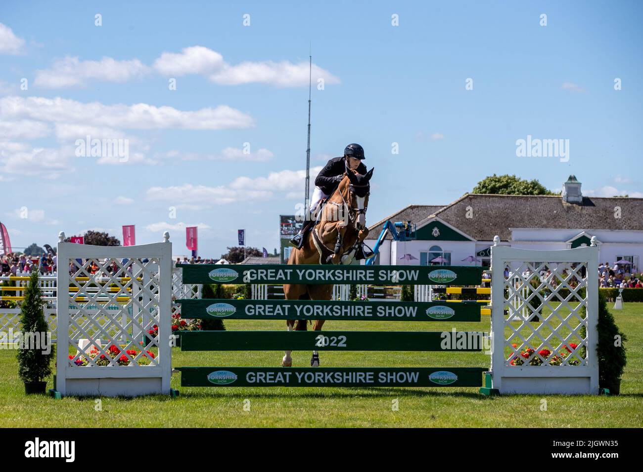 Spectacle équestre en cours le deuxième jour du Great Yorkshire Show à Harrogate, Harrogate, Royaume-Uni, le 7/12/2022. (Photo de James Heaton/News Images/Sipa USA) Banque D'Images