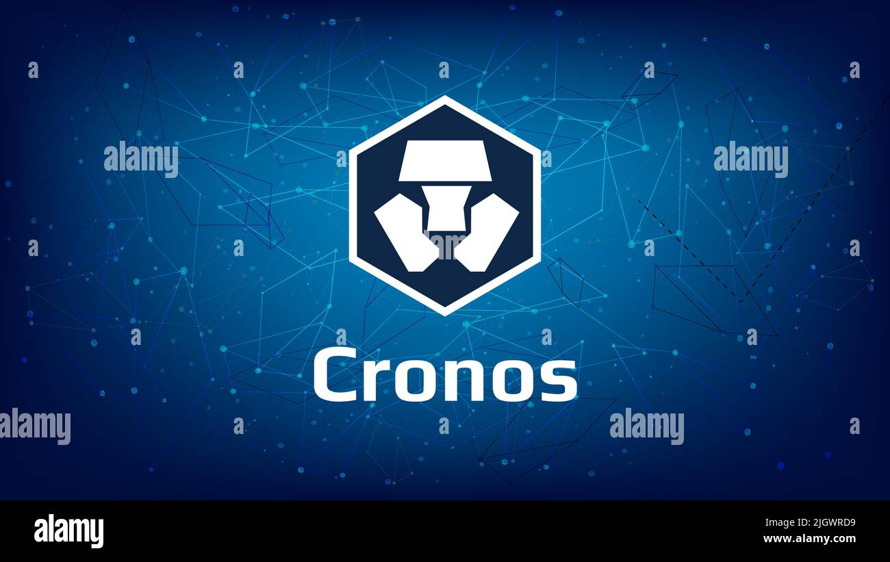 Symbole de jeton CRO Cronos sur fond polygonal bleu foncé. Crypto.com icône  du logo crypto-monnaie pour le site Web ou la bannière. Illustration  vectorielle Image Vectorielle Stock - Alamy