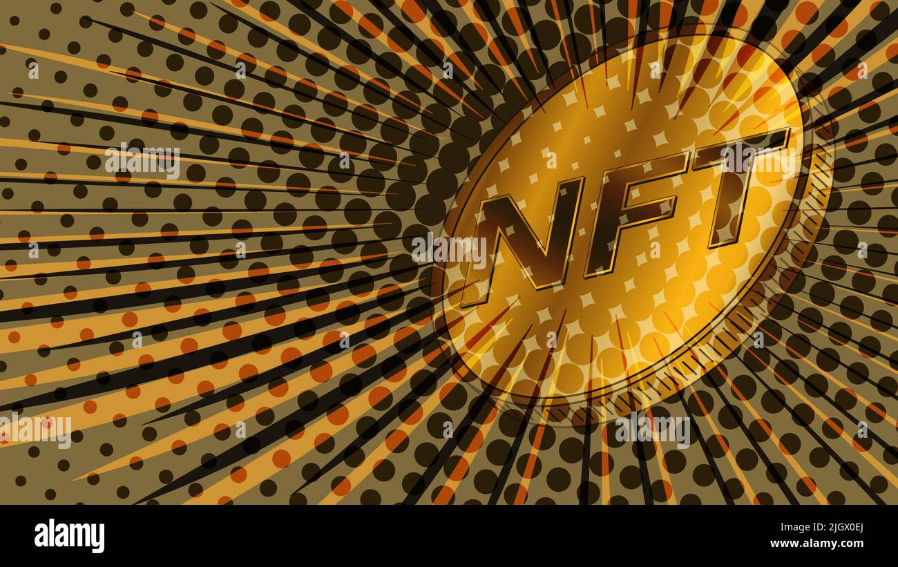Jeton non fongible NFT pièce de monnaie dorée conçue pour le modèle