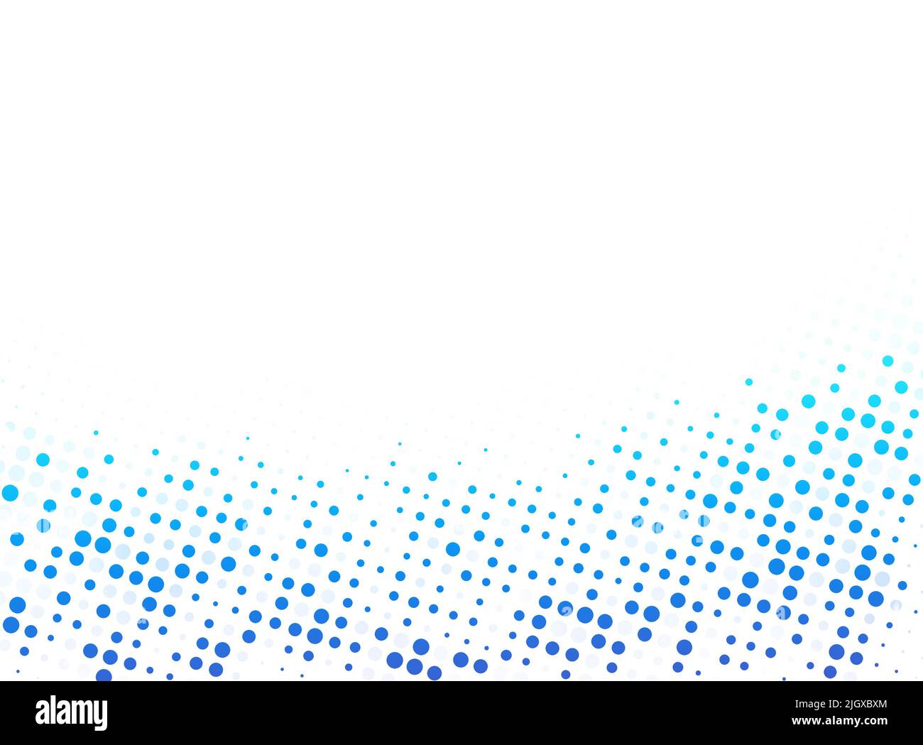 Arrière-plan abstrait bleu et bleu clair en pointillés avec espace de copie. Motif demi-ton créatif, modèle de conception et illustration sur fond blanc. Banque D'Images