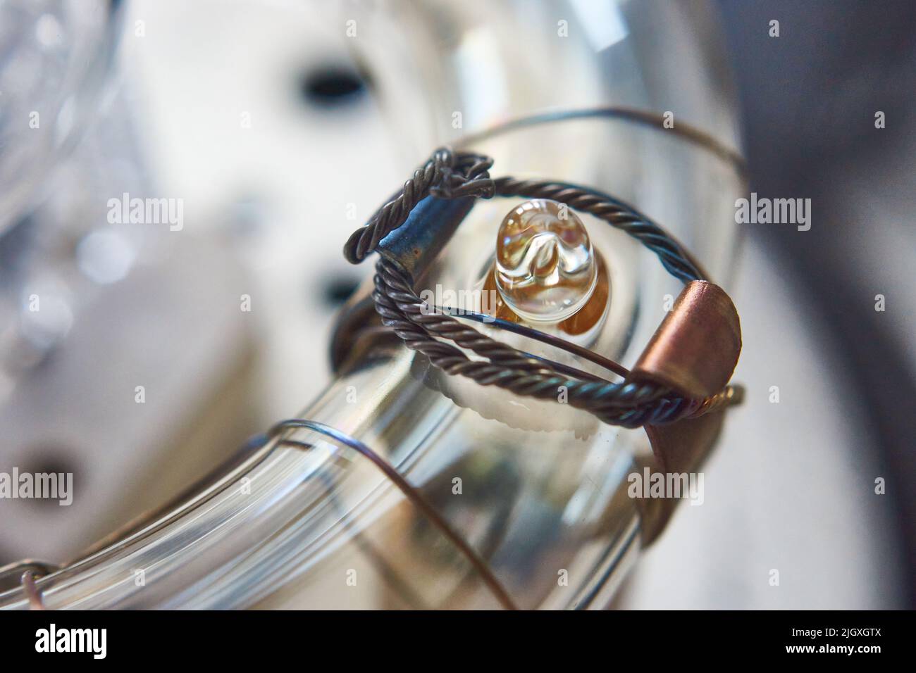 Gros plan macro de l'ampoule flash studio Banque D'Images