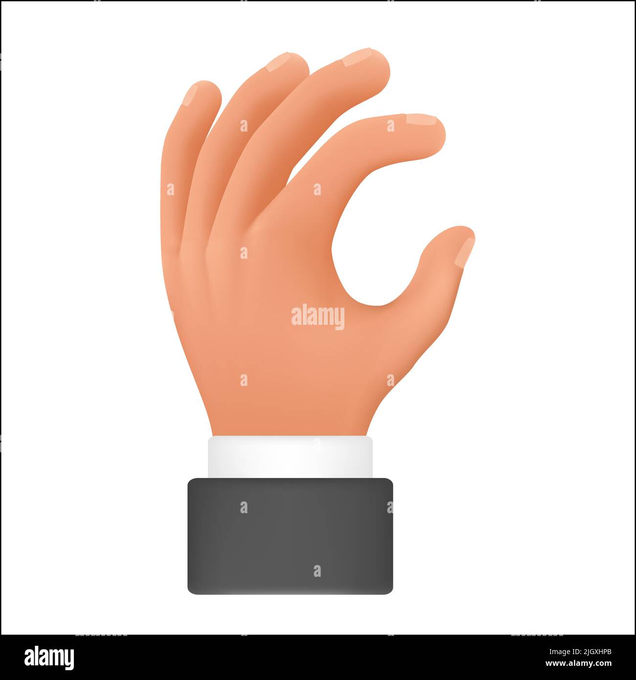 Mouvement de la main montrant la lettre c. Illustration de la bande dessinée 3D du signe de langage de communication du corps non verbal Illustration de Vecteur