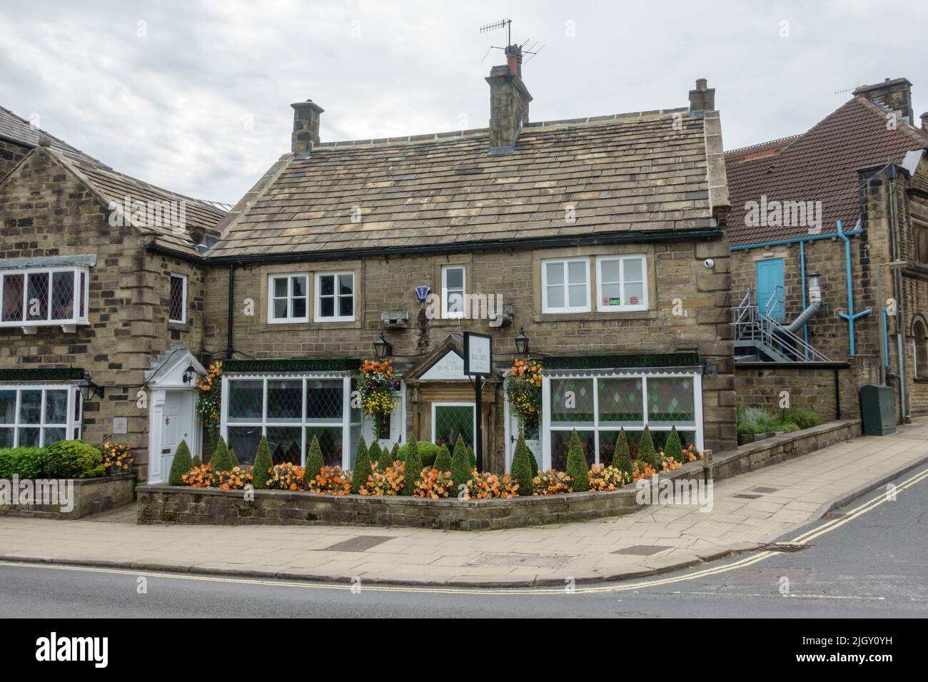 The Box Tree, restaurant primé d'Ilkley, ville thermale et paroisse civile de la ville de Bradford dans le West Yorkshire, Royaume-Uni. Banque D'Images