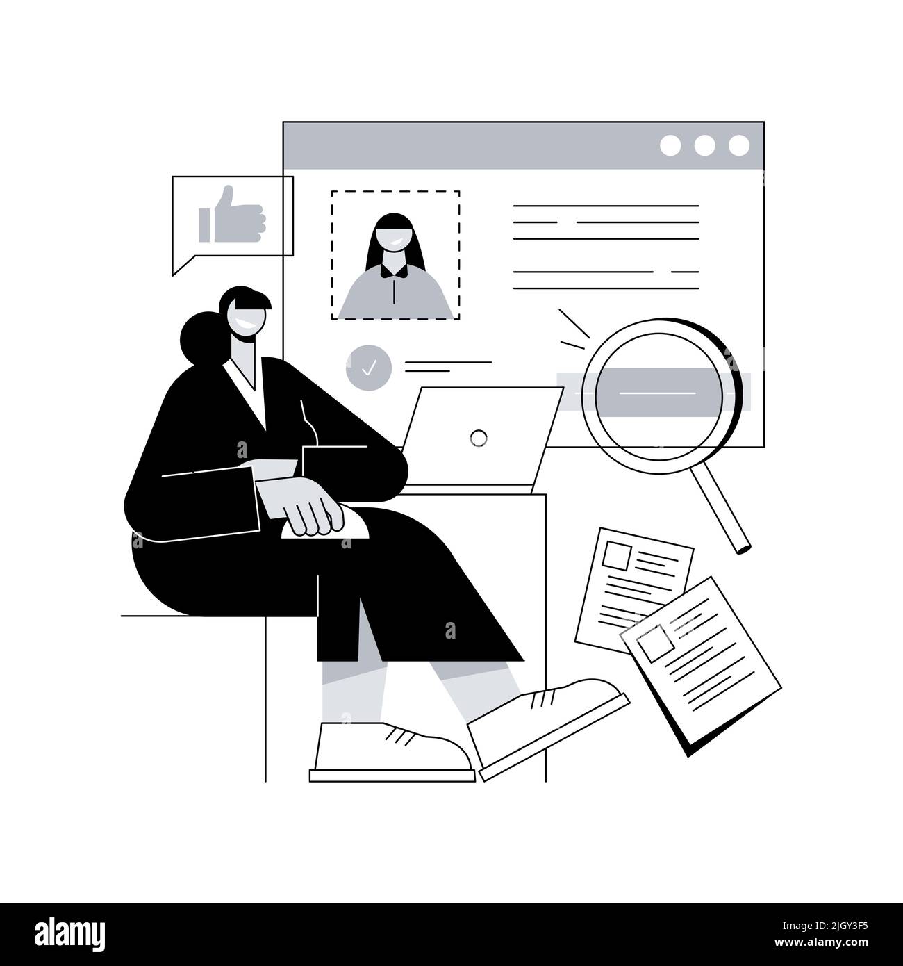 Carrières concept abstrait illustration vectorielle. Démarrer carrière, site Web de l'entreprise, travailler avec nous, conception de la barre de menus de navigation, interface utilisateur, élément de page Web, postuler à un emploi, métaphore abstraite de l'onglet du site des carrières. Illustration de Vecteur